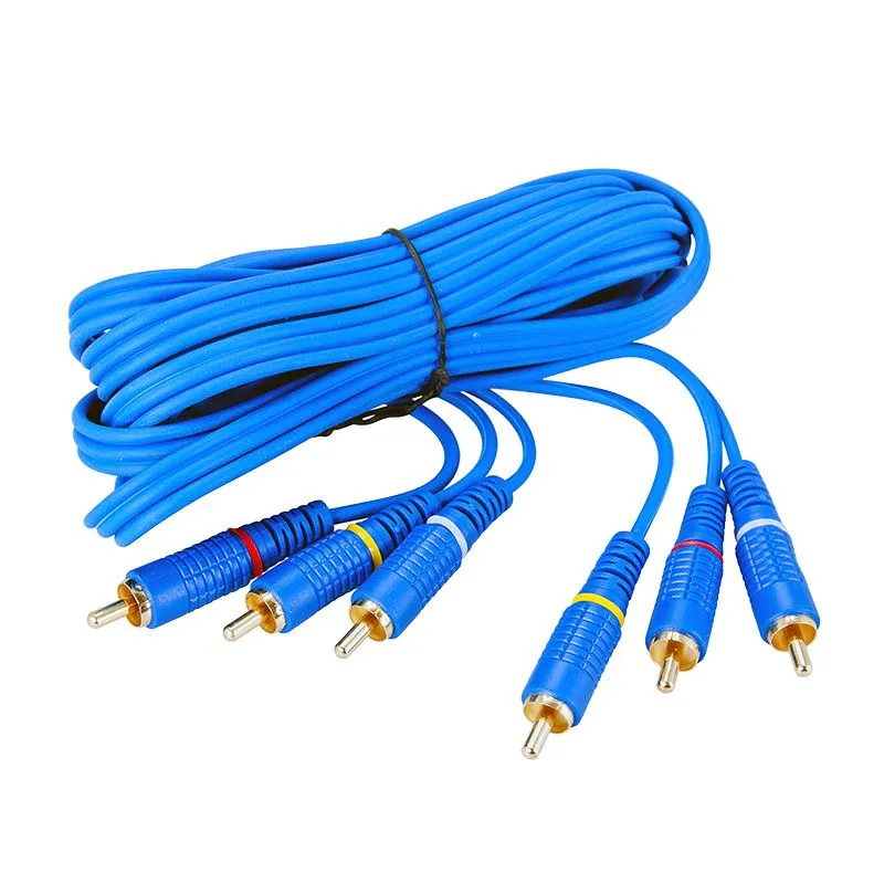 Шнур 3 RCA - 3 RCA, 3м, синий, Gold REXANT - Фото 2