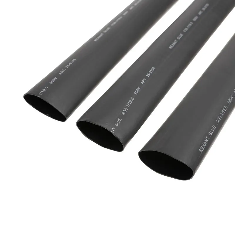Трубка термоусаживаемая СТТК (2:1) двустенная клеевая 38,1/19,05мм, черная, упаковка 4 шт. по 1м REXANT - Фото 4