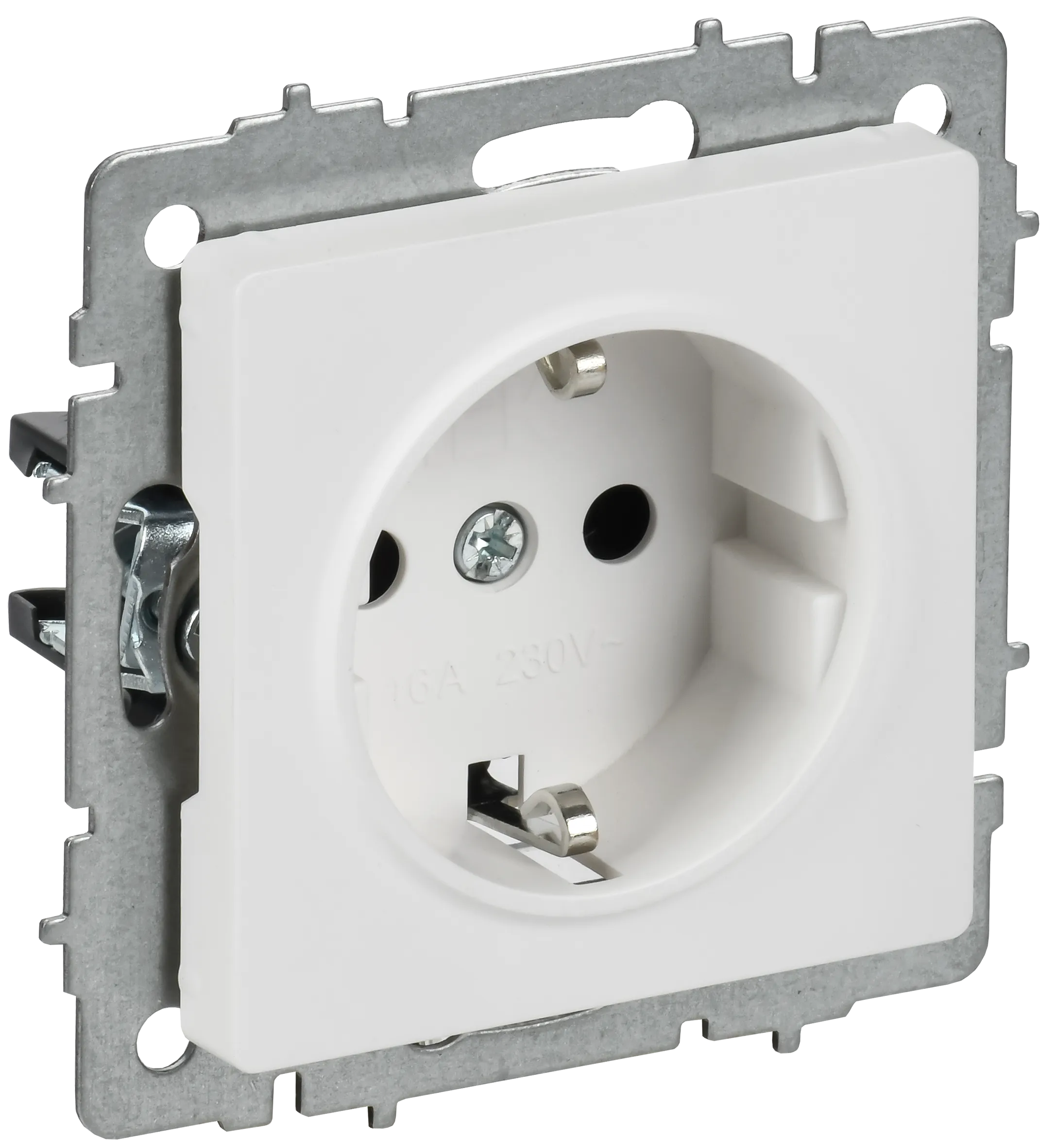 BRITE Розетка 1-местная с заземлением без защитных шторок 16А РС11-1-0-БрАБ арктический белый IEK BR-R11-16-K91