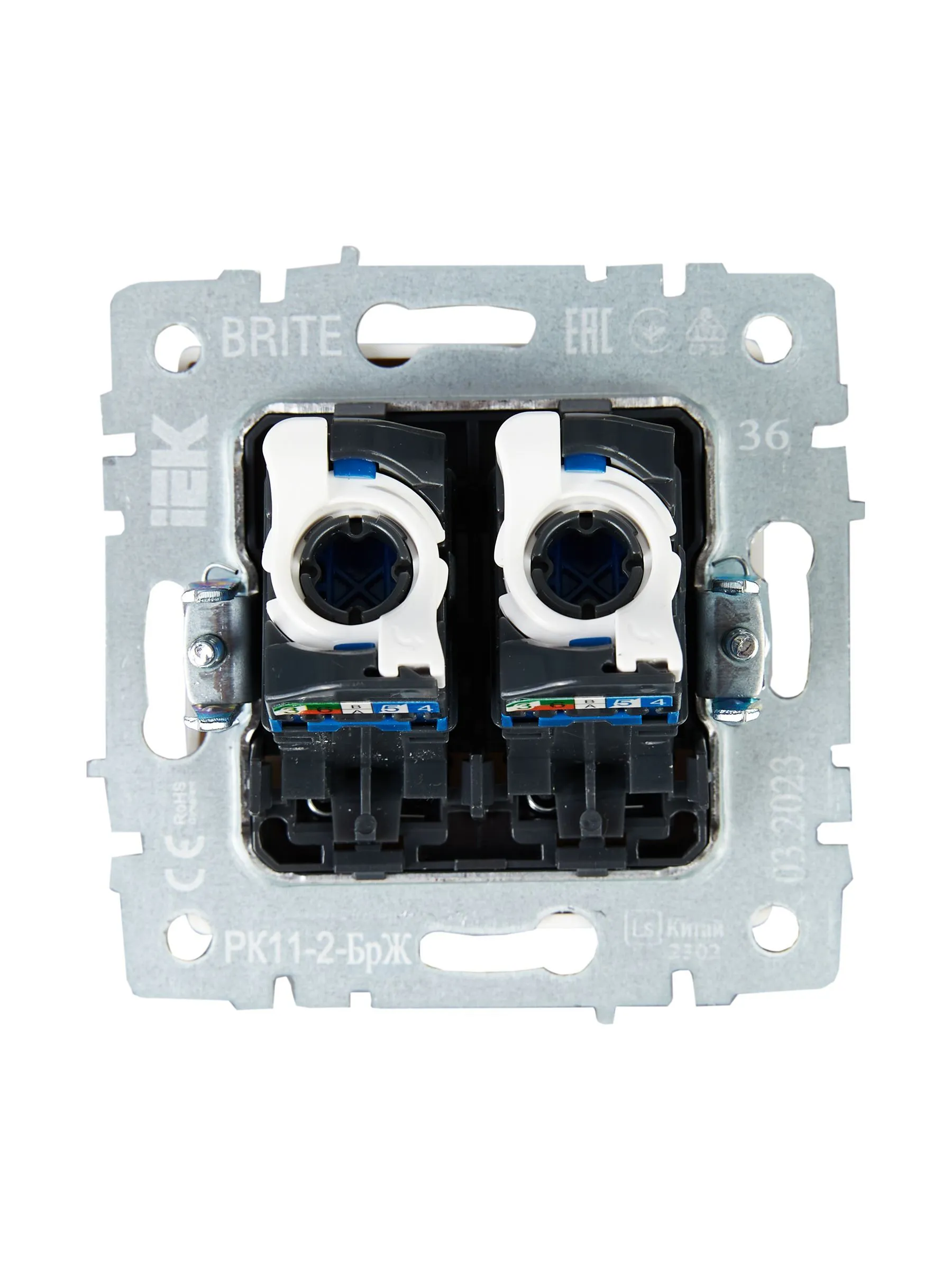 BRITE Розетка компьютерная двойная RJ45 кат.6 РК11-2-БрЖ жемчуг IEK - Фото 5