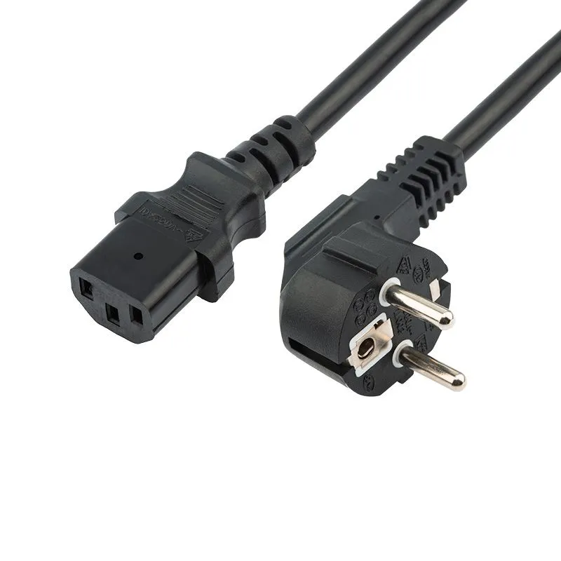 Шнур сетевой, вилка угловая СЕЕ 7/7(Schuko) - разъем IEC 320 C13, кабель 3x0,75 мм², длина 3 метра (PE пакет) REXANT