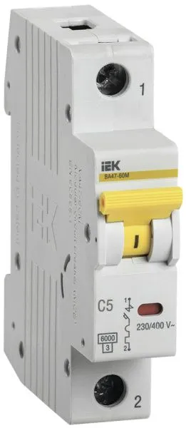 KARAT Автоматический выключатель ВА47-60M 1P C 5А 6кА IEK MVA31-1-005-C