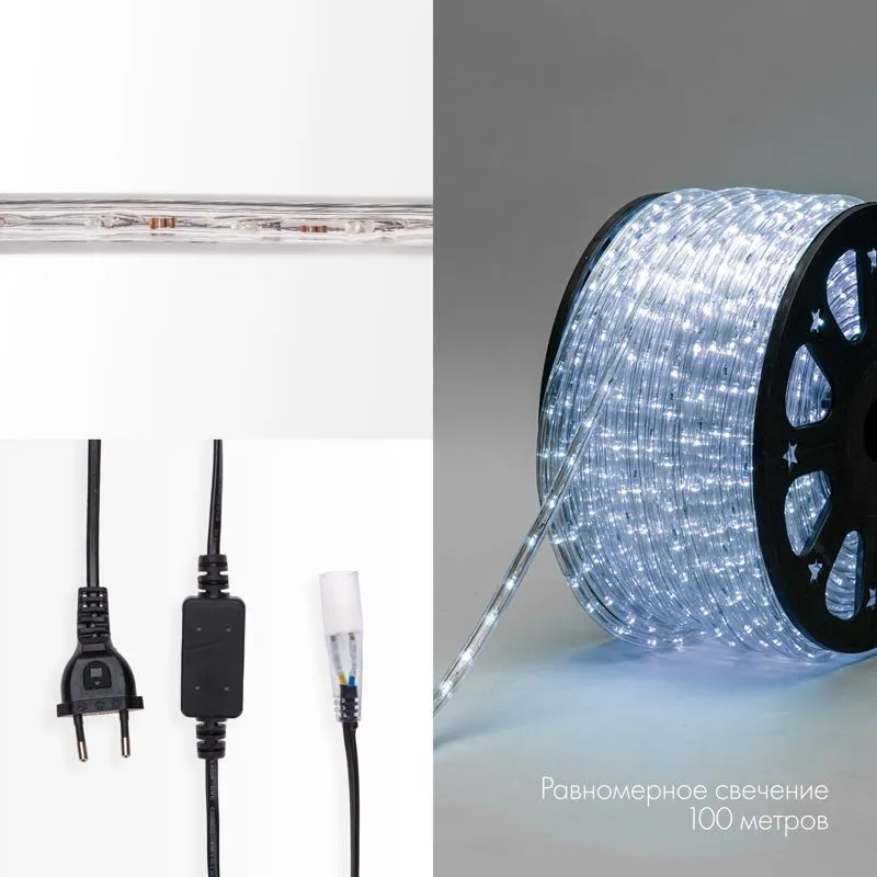 Дюралайт LED двухжильный 230В 13мм 30 LED/м БЕЛЫЙ постоянное свечение модуль 1м бухта 100м NEON-NIGHT - Фото 3