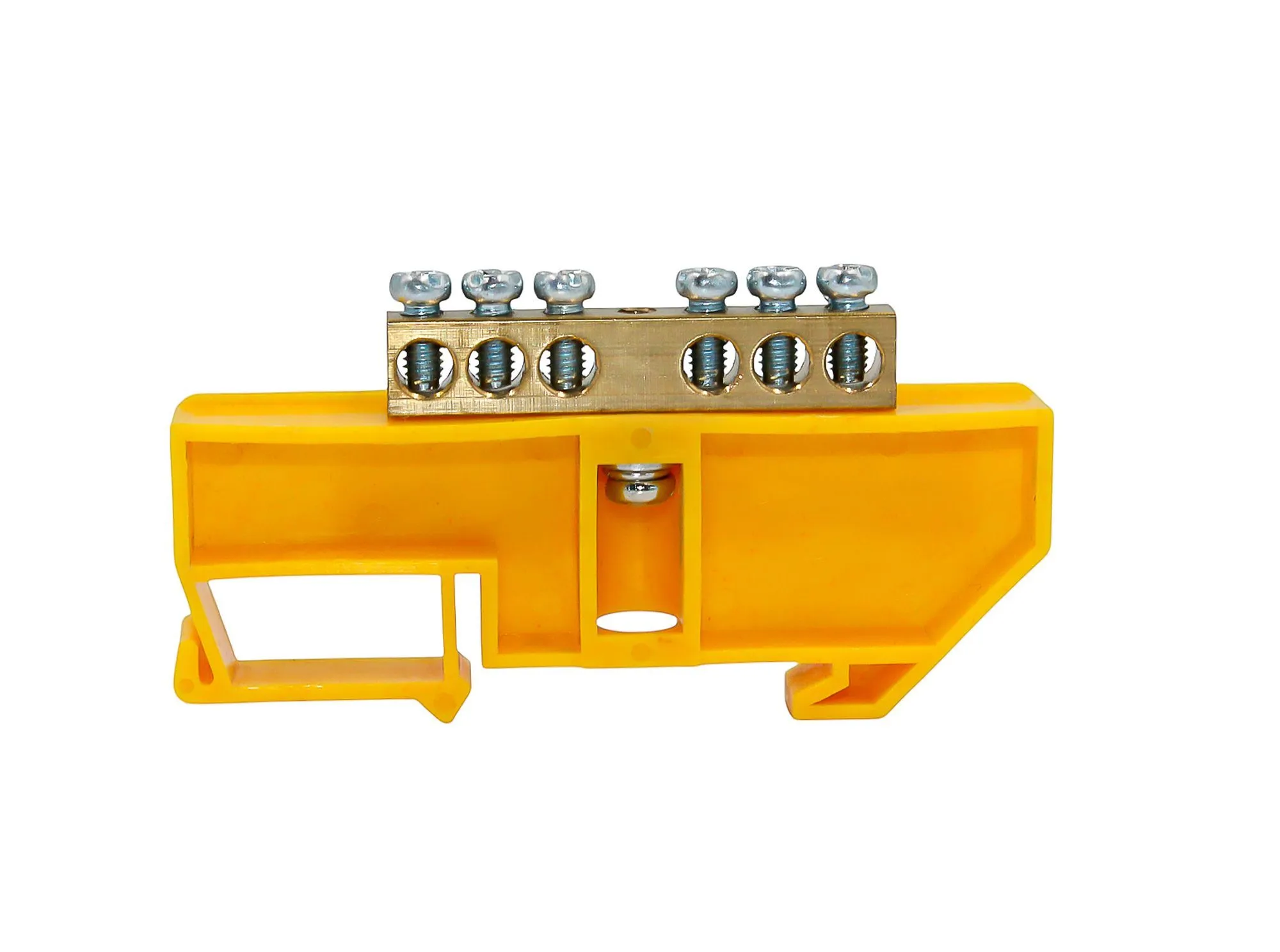 Шина PE "земля" на DIN-изоляторе ЖЕЛТЫЙ 6х9-6 - Фото 2