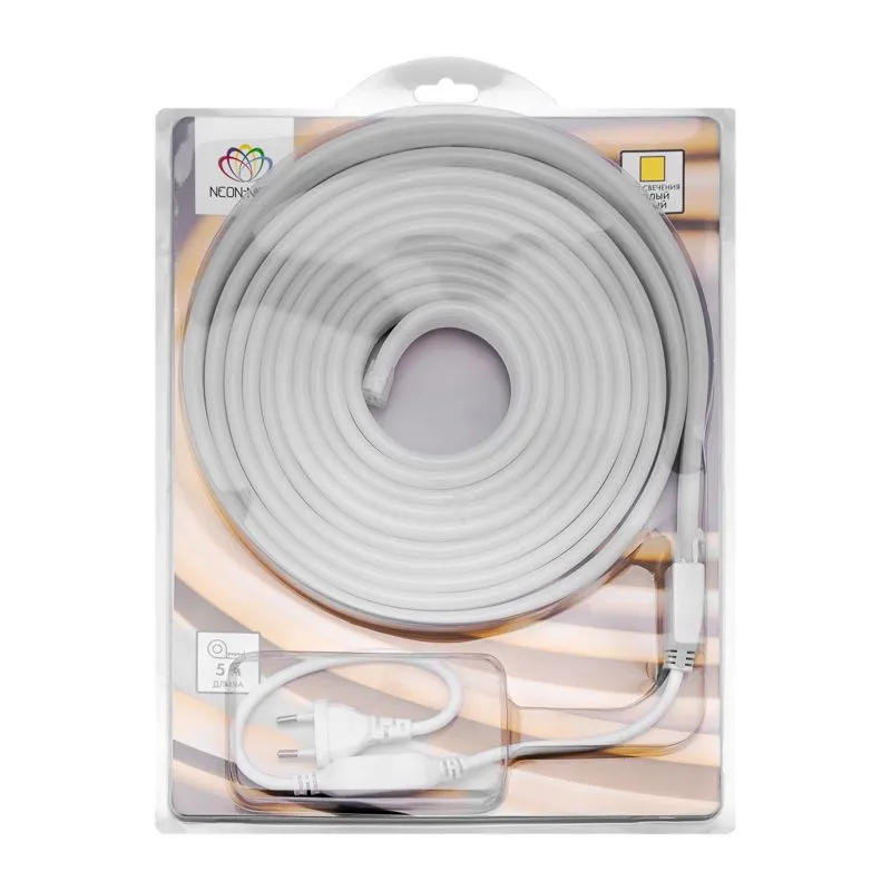 Гибкий неон LED SMD 8х16 мм, односторонний, теплый белый, 120 LED/м, 5 м - Фото 2