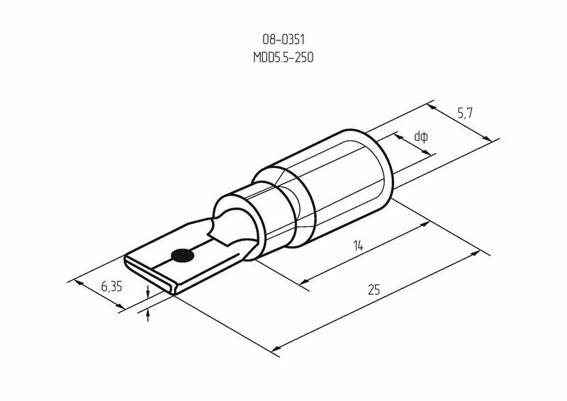 Клемма плоская изолированная РПи-п 6.0-(6.3)/РпИп 5-6-0,8 штекер 6.3 мм 4-6 мм² желтая REXANT - Фото 3