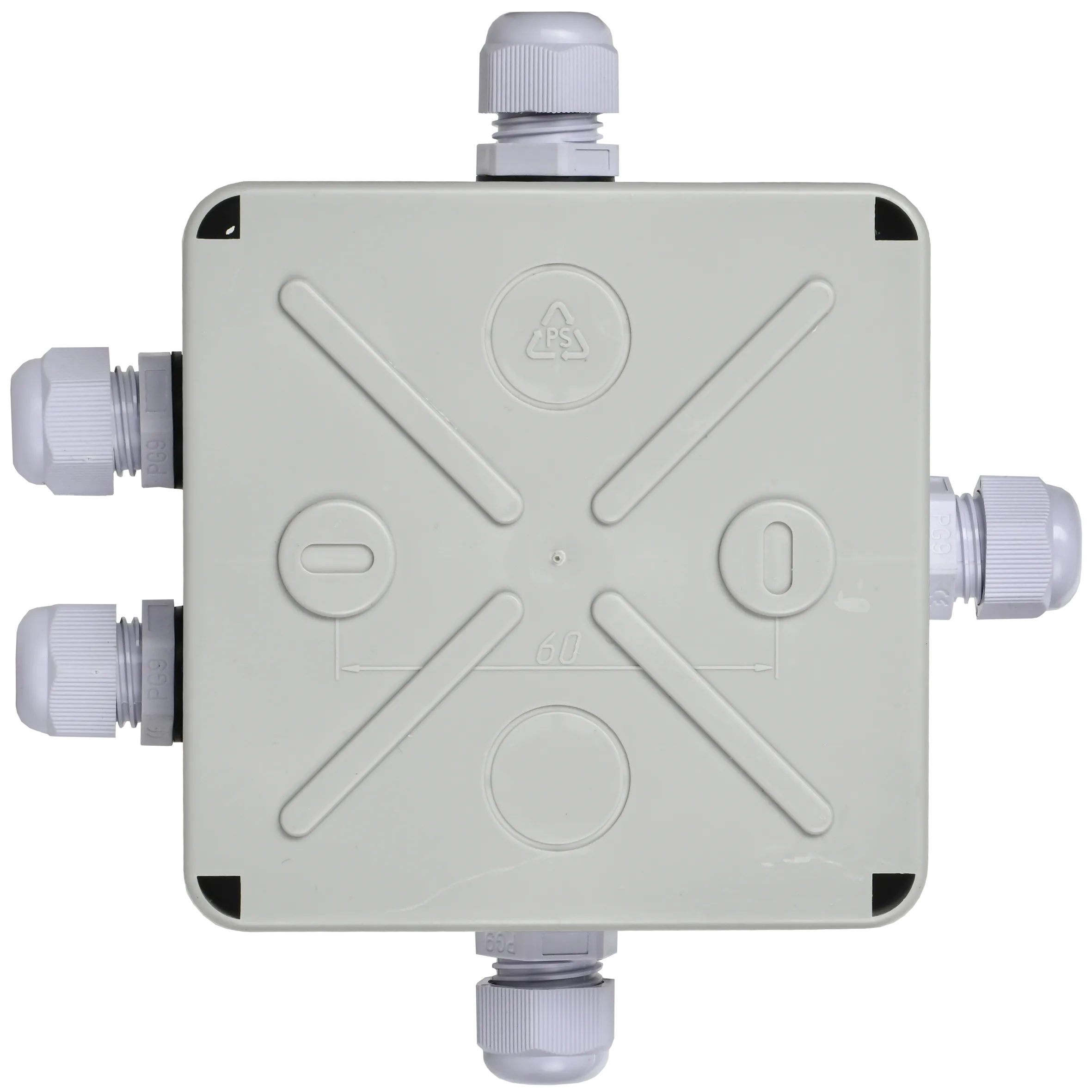 Коробка распаячная КМ41330 для открытой проводки безгалогенная (HF) 100х100х50мм IP55 5 гермовводов PG9 серая IEK - Фото 5