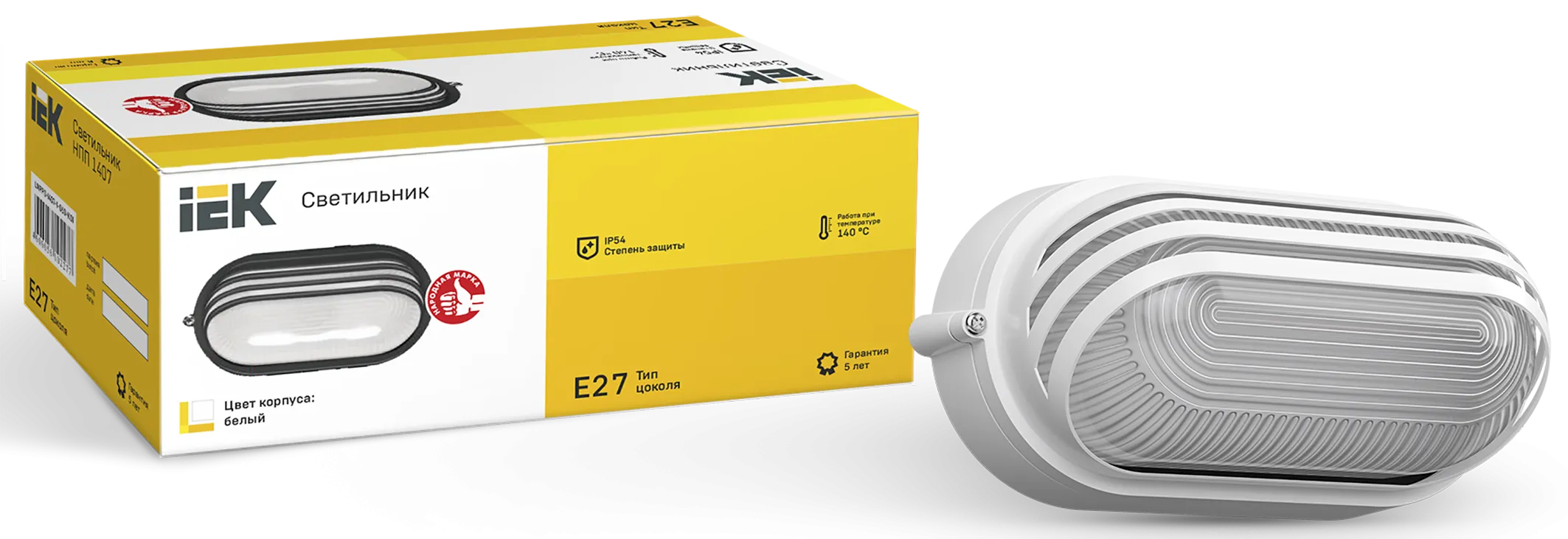 Светильник НПП1407 овал ресничка 60Вт IP54 белый IEK - Фото 3