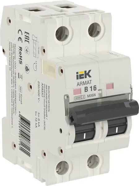 ARMAT Автоматический выключатель M06N 2P B 16А IEK AR-M06N-2-B016