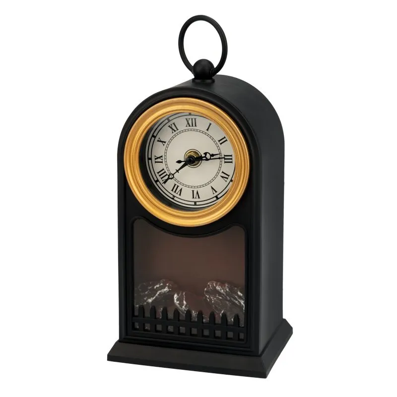 Светодиодный камин Старинные часы с эффектом живого огня 14,7x11,7x25 см, черный, батарейки 2хС (не в комплекте) USB NEON-NIGHT - Фото 4