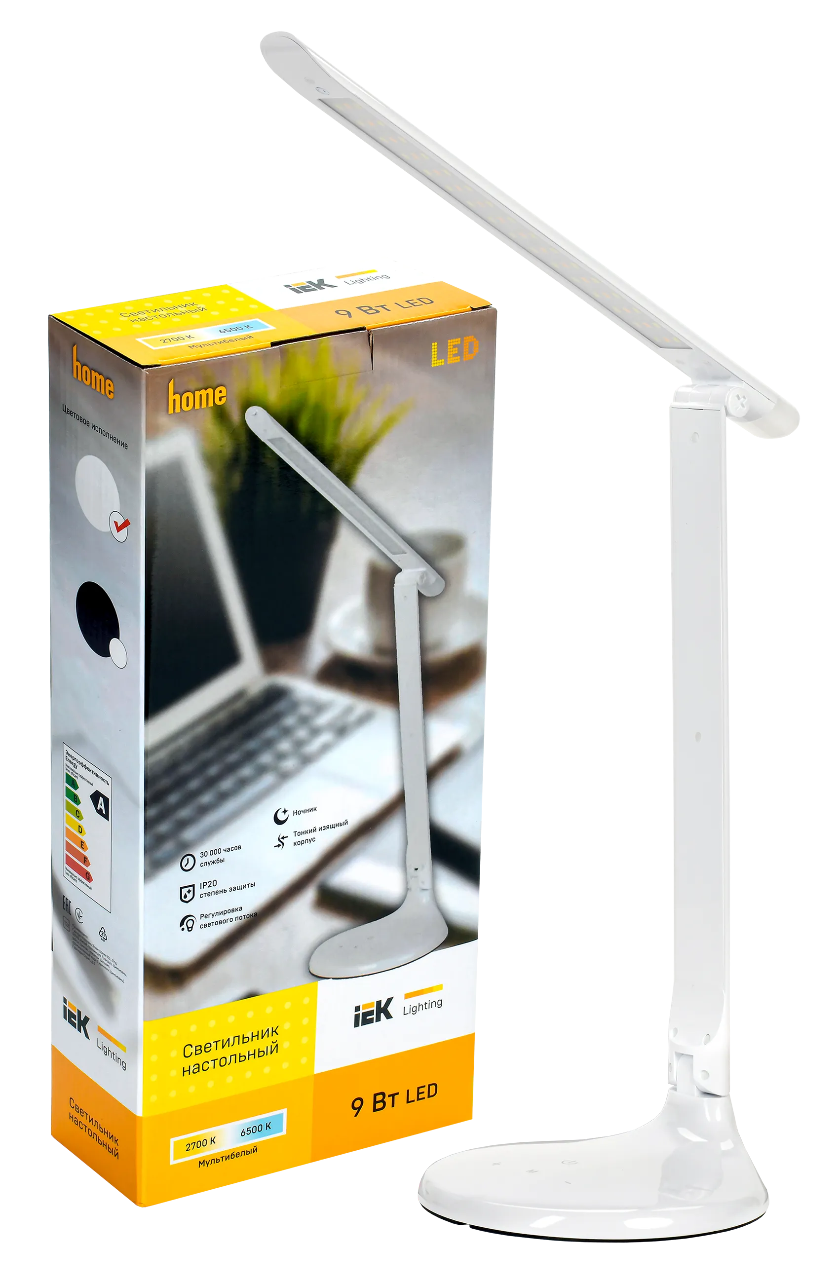 LIGHTING Светильник светодиодный настольный 2013 9Вт на подставке диммер ночник белый IEK - Фото 2