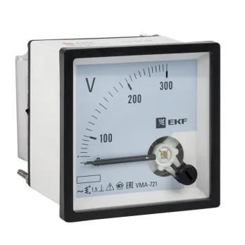 Вольтметр VM-A721 аналоговый на панель 72х72 (квадратный вырез) 300В прямое подключение EKF PROxima