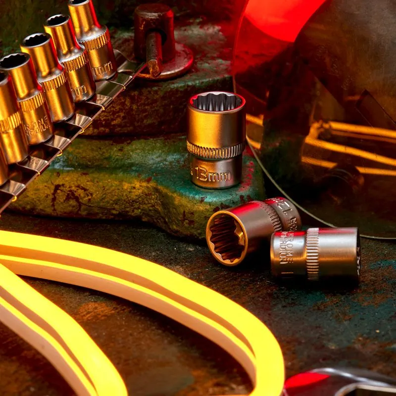 Набор универсальных торцевых головок 1/4, двенадцатигранные, CrV, 10 шт., 4-13мм REXANT - Фото 2