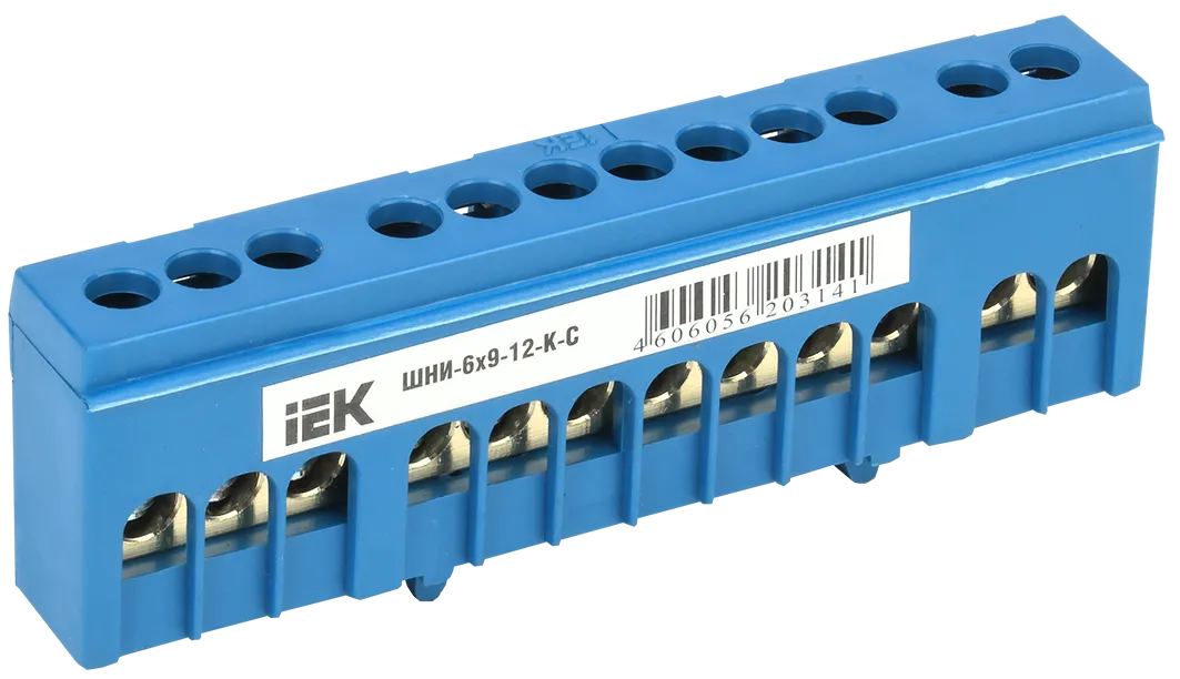 Шина N "ноль" в корпусном изоляторе на DIN-рейку ШНИ-6х9-12-К-С IEK
