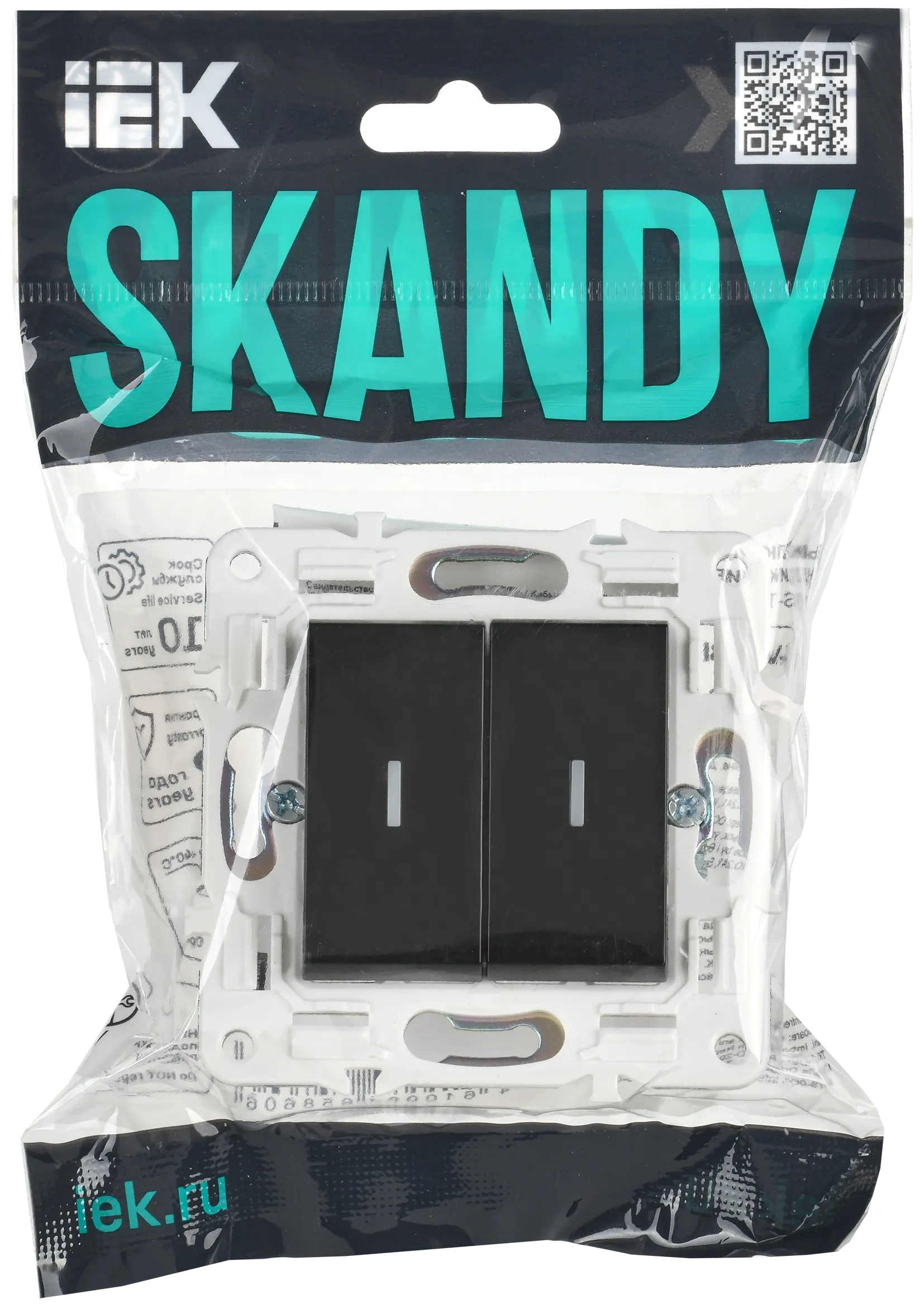 SKANDY Выключатель 2-клавишный с индикацией 10А SK-V09Bl черный IEK - Фото 2