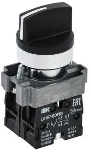 Переключатель LA167-BDF53 на 3 положения 2з черный IEK BSW20-BDF53-4-24-67-3-K02