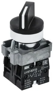 Переключатель LA167-BDF25 на 2 положения 1з+1р черный IEK