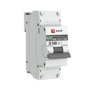 Авт. выкл. 1P 100А (D) 10kA ВА 47-100M без тепл. расцепит. EKF PROxima mcb47100m-1-100D-pro