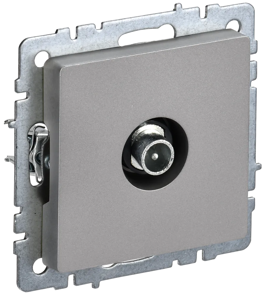 BRITE Розетка TV проходная РТВ10-0-БрС сталь IEK