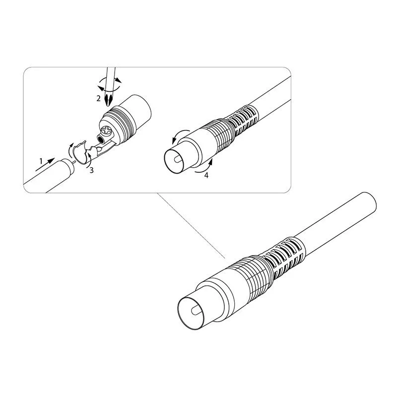 Разъем антенный на кабель, (штекер-TV), белый, (1шт) REXANT - Фото 4