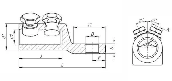 Наконечник болтовой 2НБВ-1-100 (25-50) ЗЭТАРУС - Фото 2