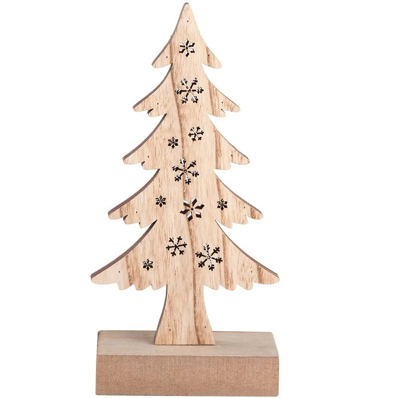 Деревянная фигурка с подсветкой Елочка 9x5x19 см - Фото 5