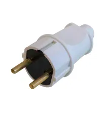 Вилка прямая без заземляющиго контакта IP20, УХЛ4, 250 В, 16А, белая