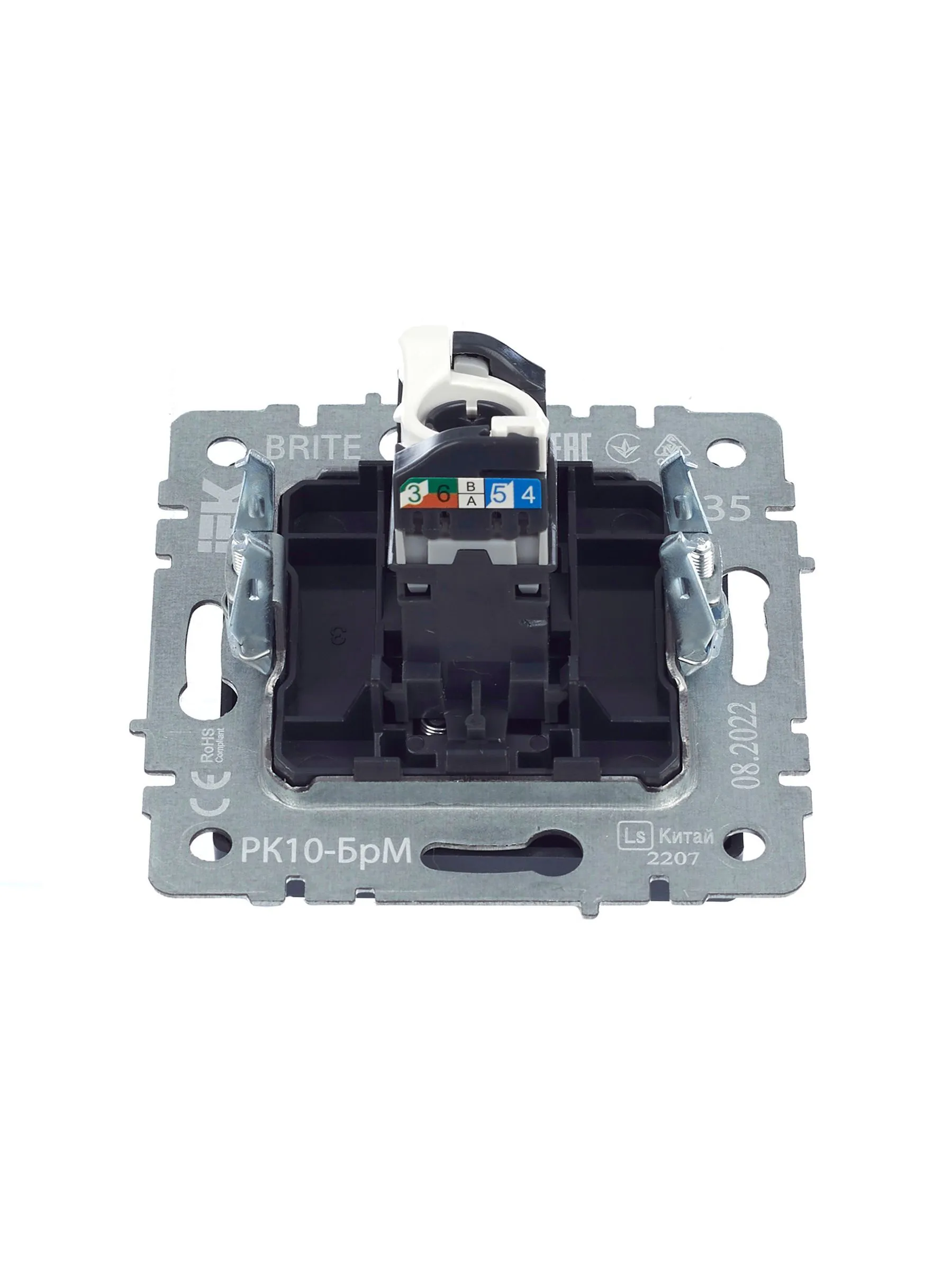 BRITE Розетка компьютерная RJ45 кат.5E РК10-БрМ маренго IEK - Фото 7