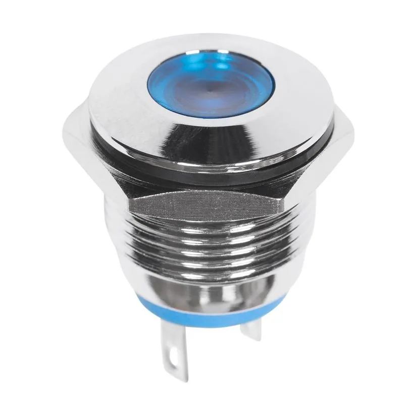 Индикатор металл Ø16 12В подсв/синяя LED (GQ16F-D)  REXANT 36-4811