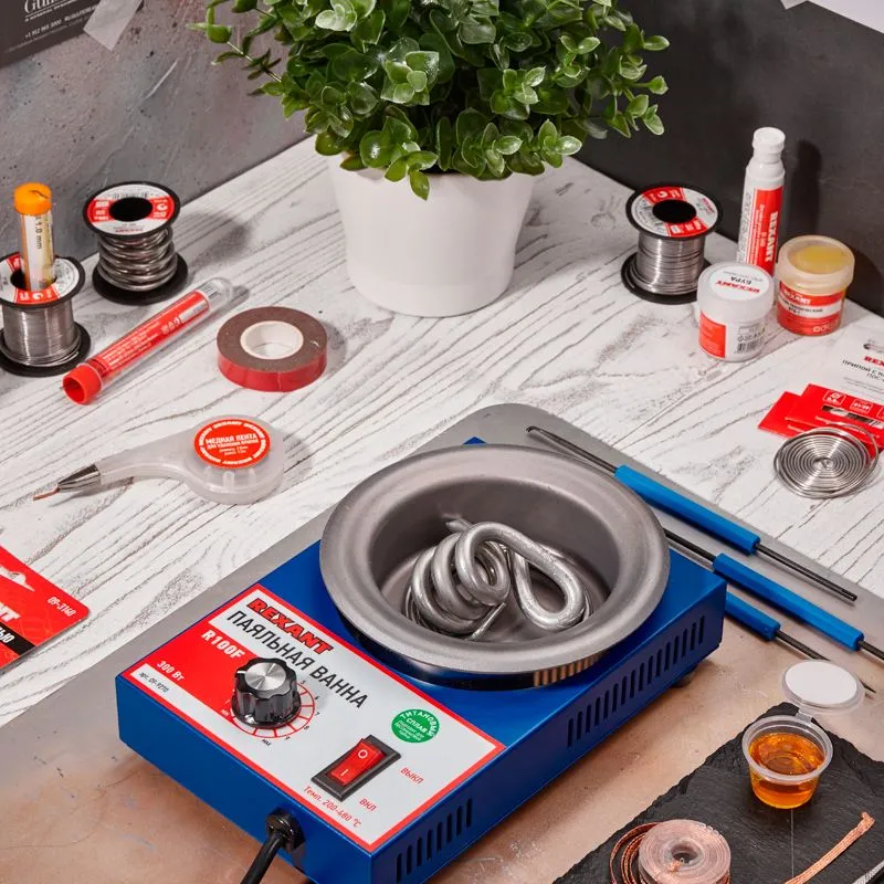 Паяльная ванна, модель R100F, 300Вт, ø100мм, 200-480 °C, бессвинцовая REXANT - Фото 2