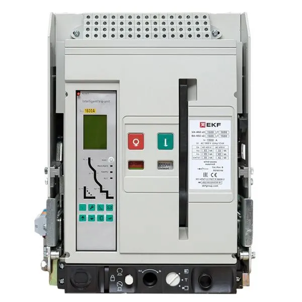 ВА-450 1600/800А 3P 65кА выкат., корзина гориз., ETU(220В AC) LCD ModBus-RTU, мп/нр/вкл.к.(220В AC), ав/доп. 1CO/2NO+4CO