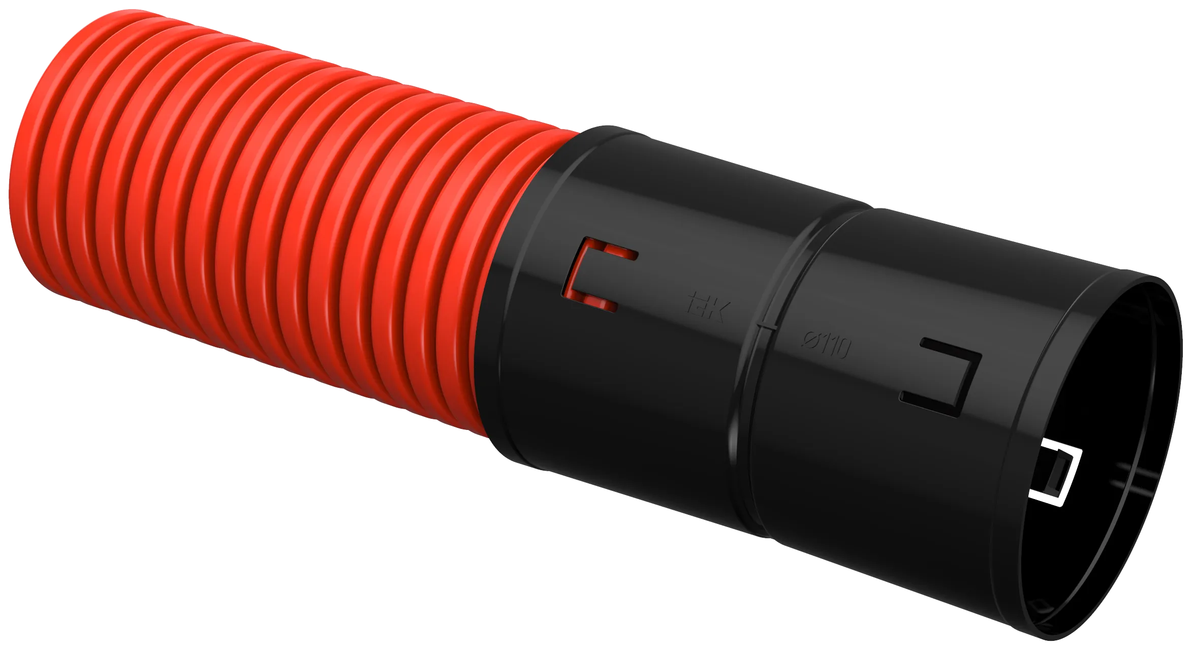 Труба гофрированная двустенная ПНД d=110мм красная жесткая (6м) IEK