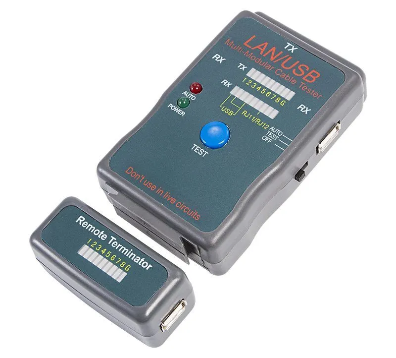 Тестер кабеля универсальный RJ-45+USB 251454 REXANT 12-1011