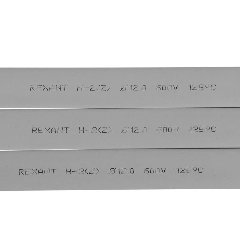 Трубка термоусаживаемая ТУТ нг 12,0/6,0мм, серая, упаковка 50 шт. по 1м REXANT - Фото 2