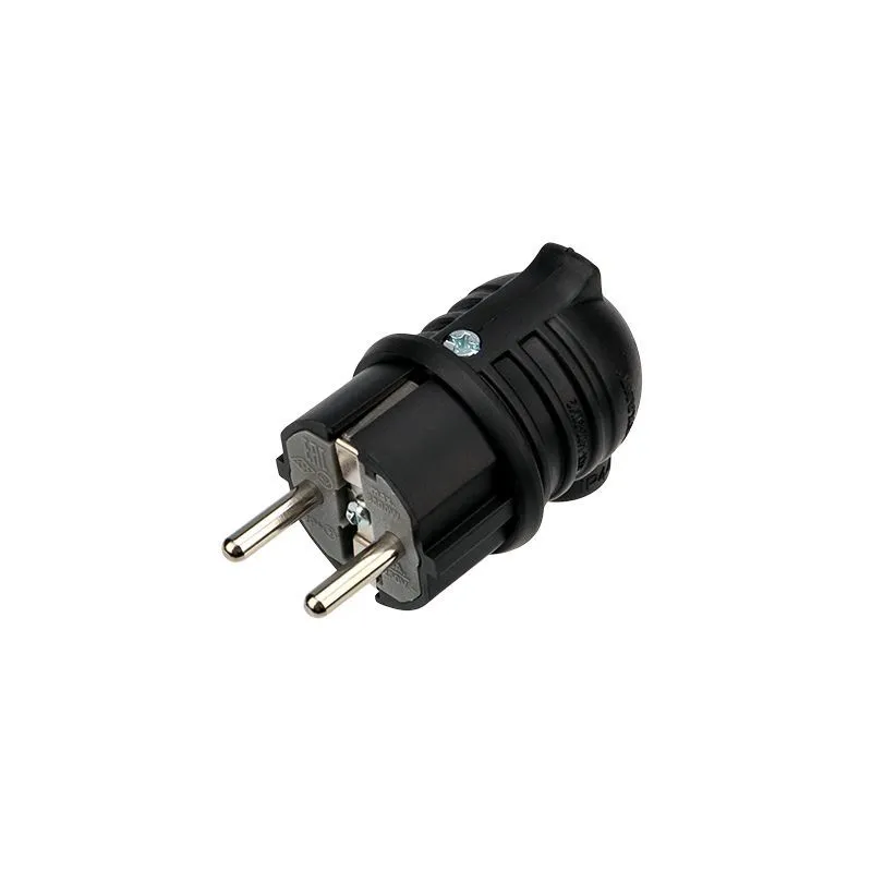 Вилка влагозащищенная угловая, с/з, 16А, IP44 каучук, черная REXANT 111-003