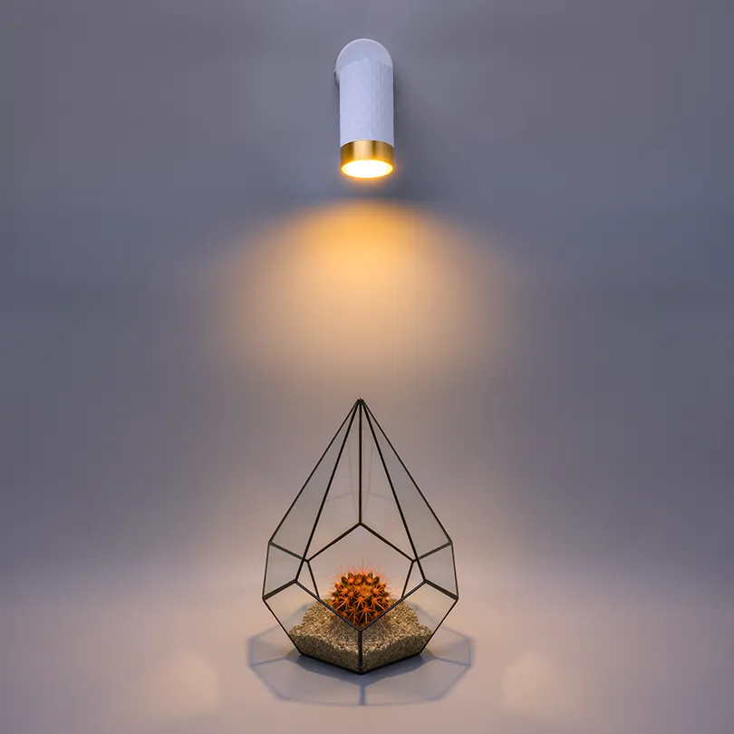 Накладной светильник WOLTA WSL-GU10/S10WG IP20 под лампу GU10 Белый/золото CELLA D60x170 1/50 - Фото 2