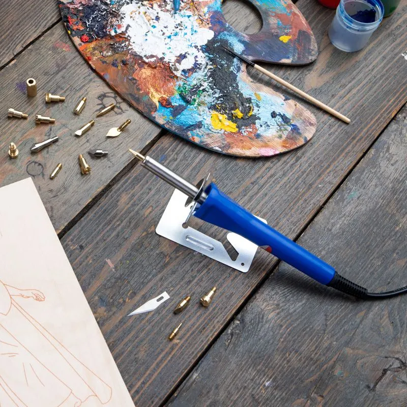 Выжигатель (набор паяльник - выжигатель), пирограф, 30Вт, 230В, 420-450°C, 21 насадка + подставка, коробка REXANT - Фото 4