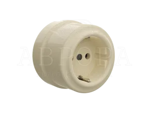 Розетка ретро с заземляющим контактом, цвет - слоновая кость GE70302-02