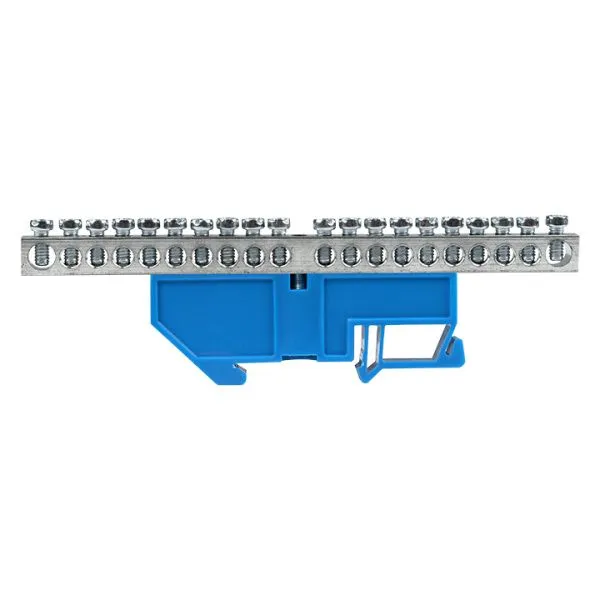 Шина "0" N (6x9мм) 20 отв. цинк синий изолятор на DIN-рейку EKF