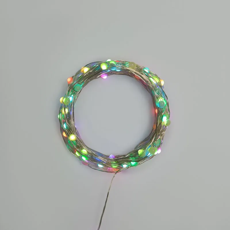 Гирлянда Роса 10м, 100LED, RGB, IP44, на батарейках 3хАА, с пультом 44 режима NEON-NIGHT