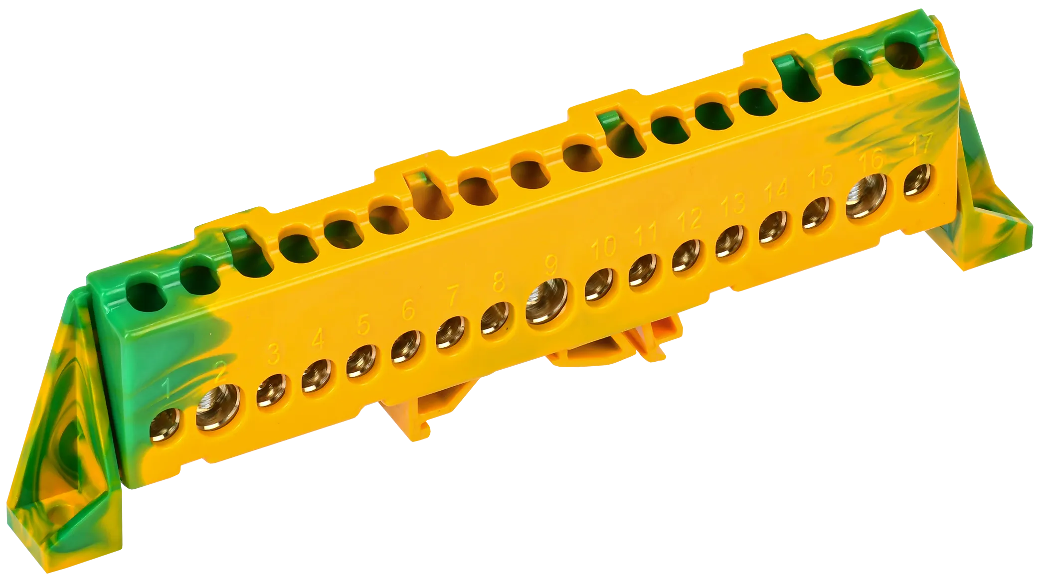 TEKFOR Шина PE "земля" в комбинированном DIN-изоляторе "Стойка" 8х12-17-ЖЗ IEK TF-NN20-17-DP-K52