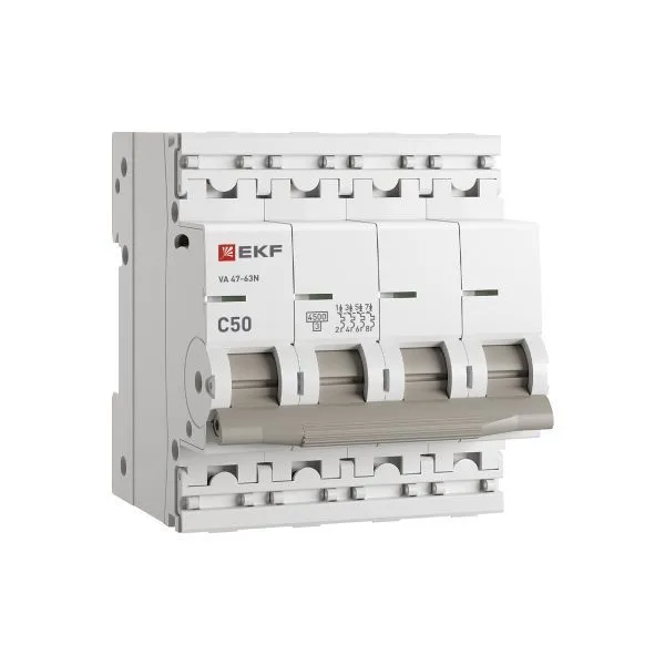 Авт. выкл. 4P 50А (C) 4,5kA ВА 47-63N EKF PROxima M634450C