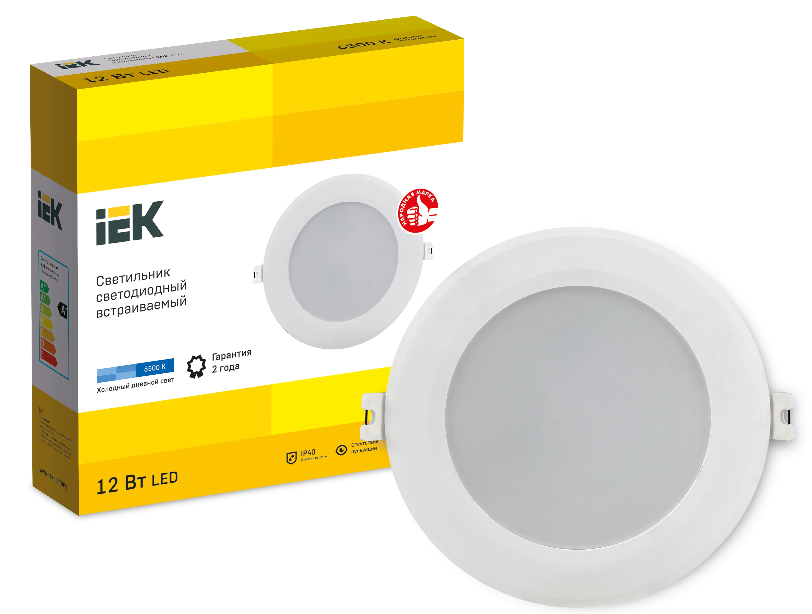 Светильник светодиодный ДВО 1714 белый круг 12Вт 6500К IP40 IEK - Фото 2