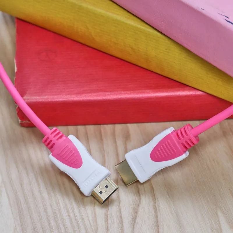 Шнур HDMI - HDMI 1.4, 2м, Gold, витой, розовый REXANT - Фото 4