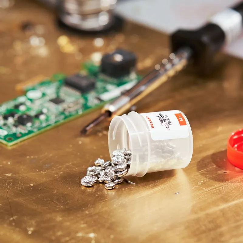 Припой «Сплав Розе», 50г, (олово 25%, свинец 25%, висмут 50%), баночка REXANT - Фото 4