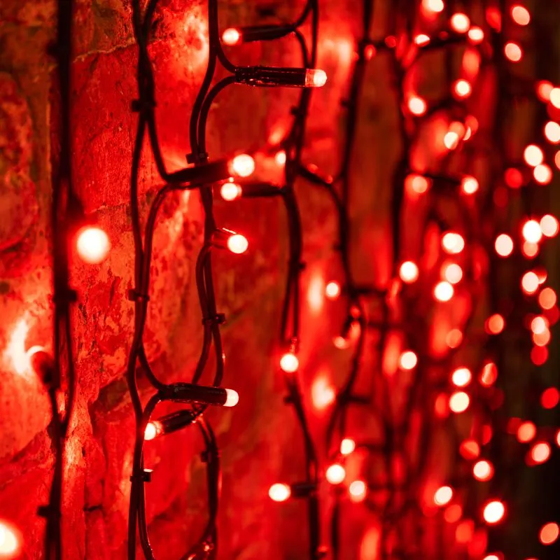 Гирлянда светодиодная Занавес 2х1,5м 360 LED КРАСНЫЙ черный КАУЧУК IP67 постоянное свечение 230В блок в комплекте NEON-NIGHT