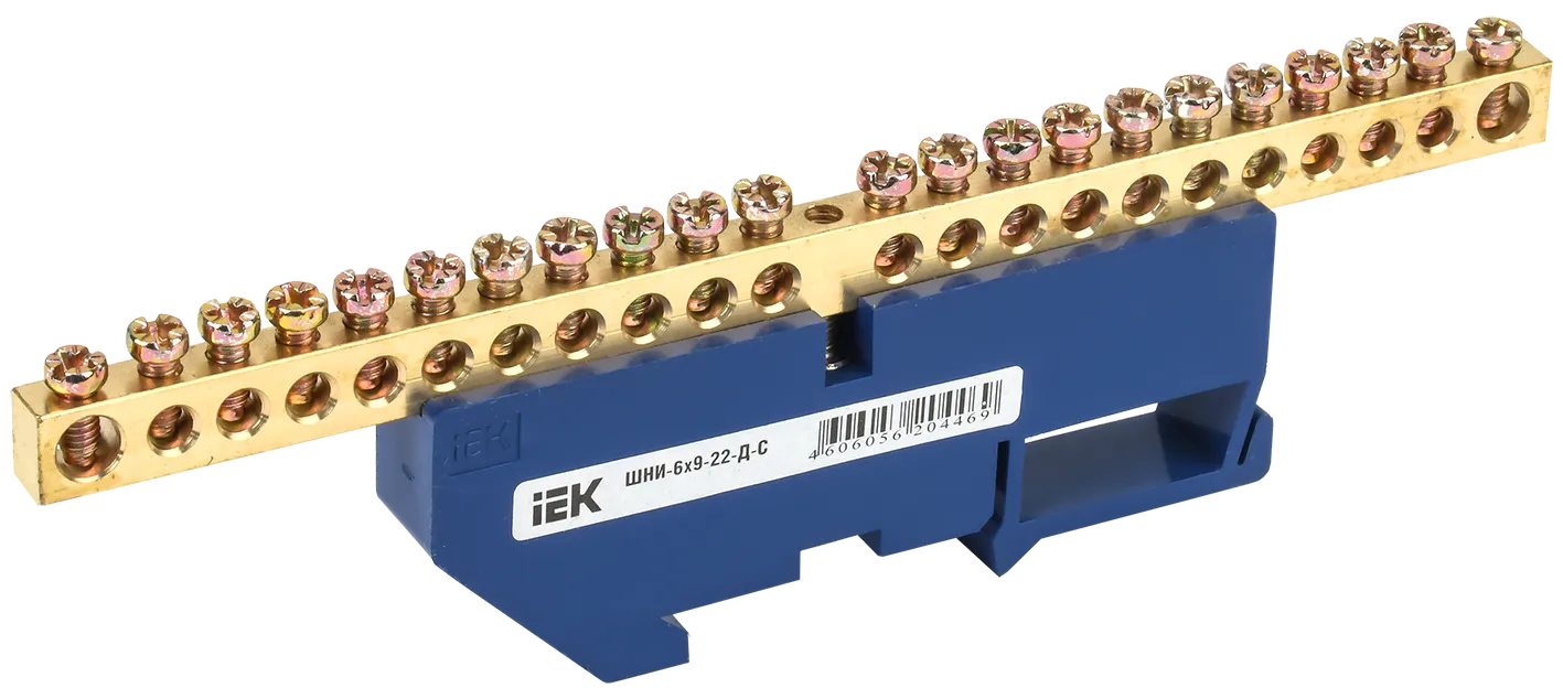 Шина N "ноль" на DIN-изол ШНИ-6х9-22-Д-С IEK