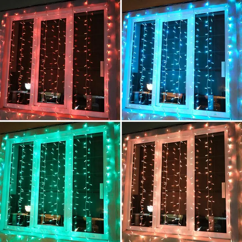 Гирлянда светодиодная Занавес 2х2м 200 LED RGB прозрачный ПВХ IP65 свечение с динамикой 230В блок в комплекте NEON-NIGHT - Фото 3
