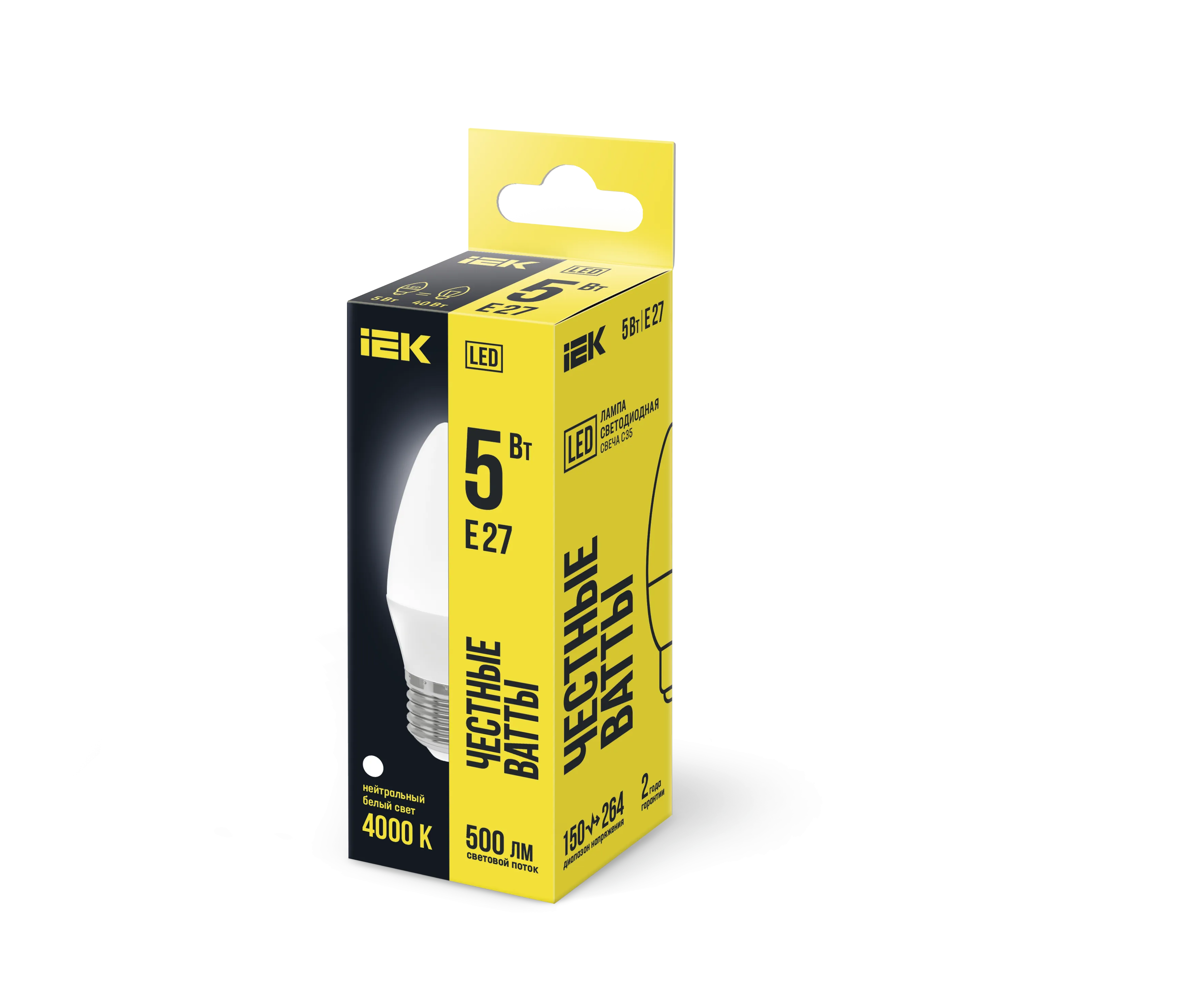 Лампа светодиодная C35 свеча 5Вт 230В 4000К E27 IEK - Фото 2