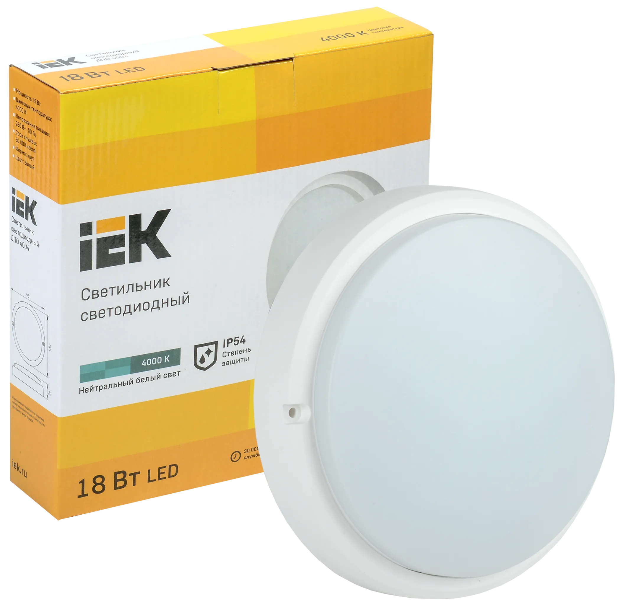 Светильник светодиодный ДПО 4004 18Вт 4000K IP54 круг белый IEK - Фото 3
